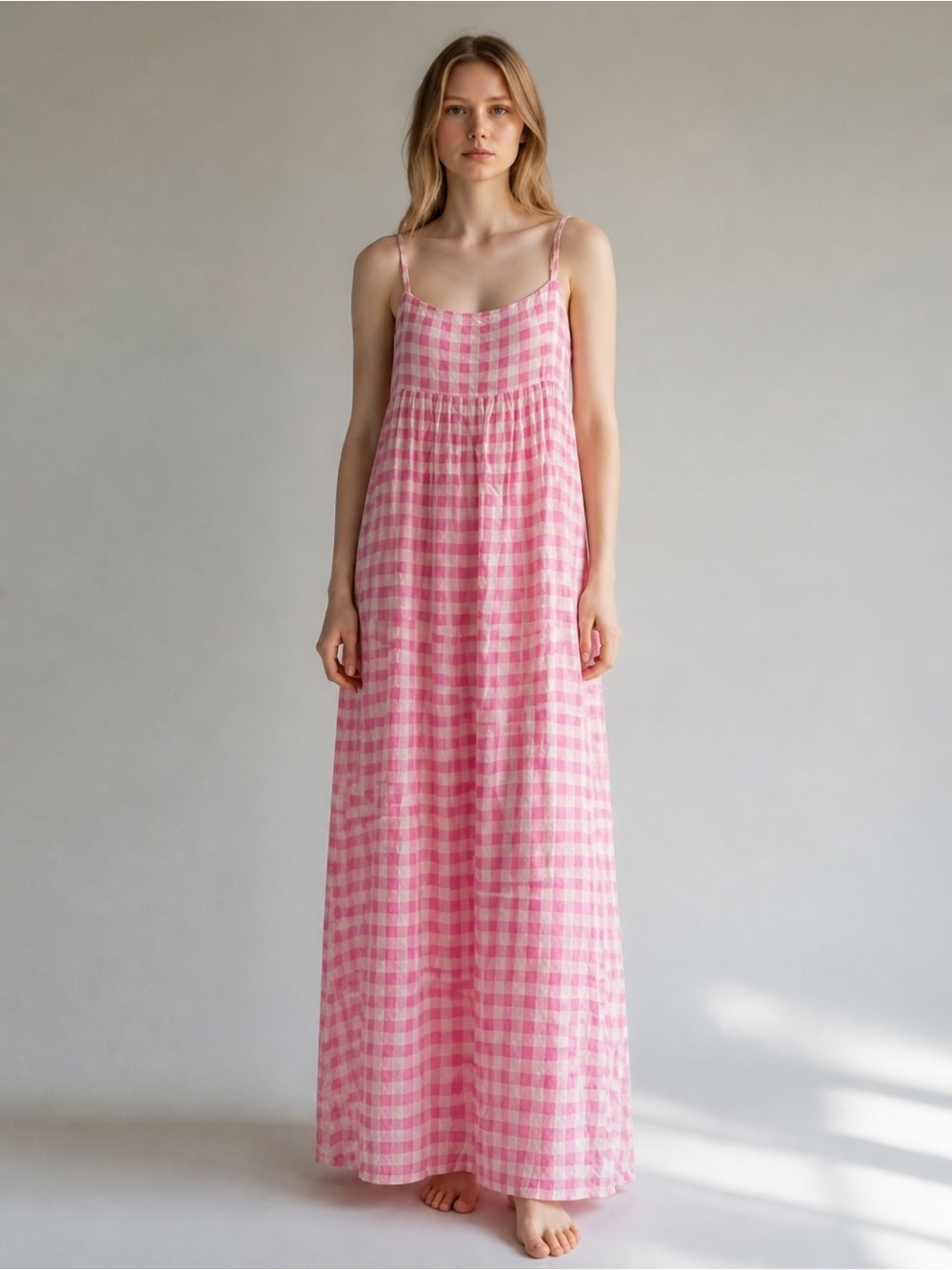 Playa Lucila Pink Gingham Maxi Dress
